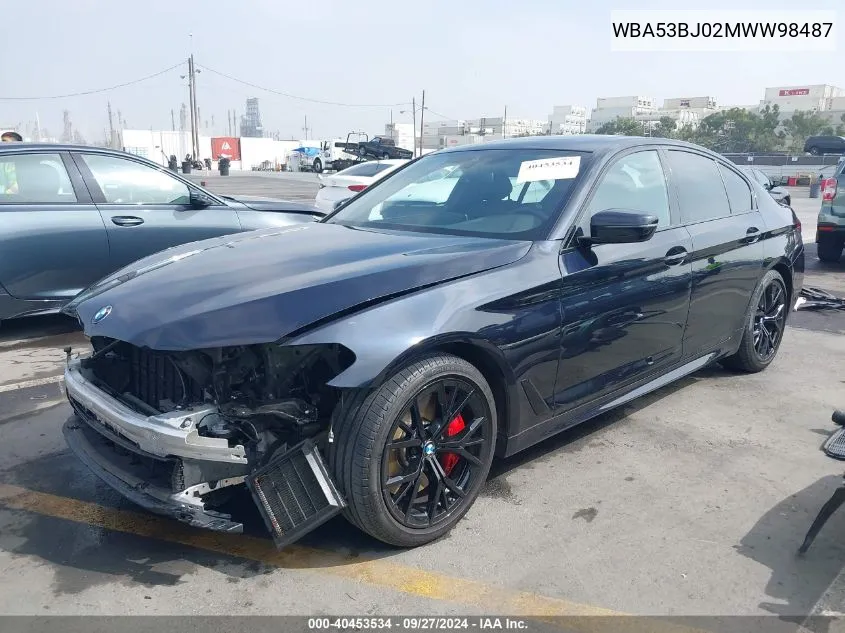 2021 BMW 540I VIN: WBA53BJ02MWW98487 Lot: 40453534