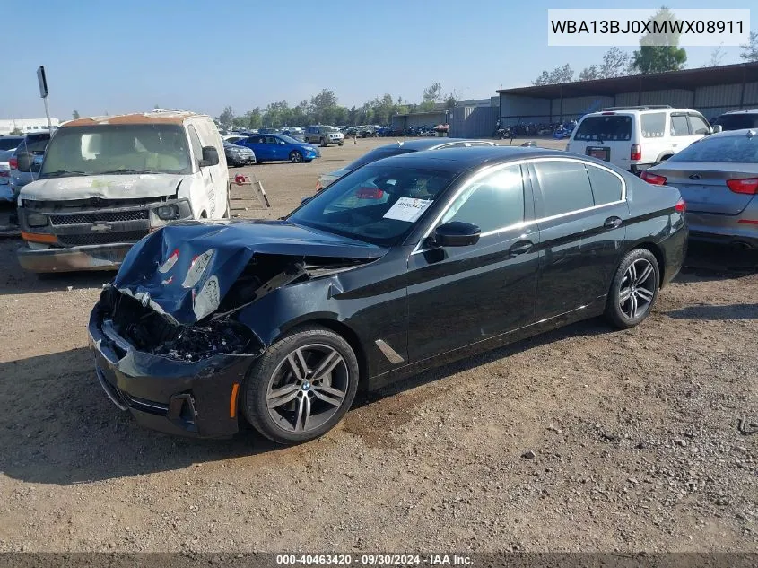 2021 BMW 530I xDrive VIN: WBA13BJ0XMWX08911 Lot: 40463420