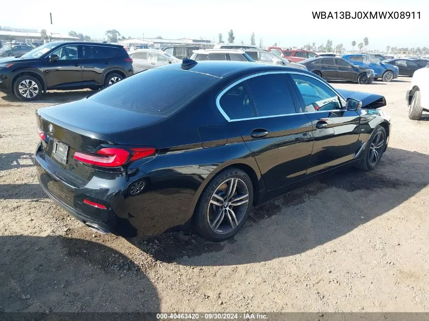 2021 BMW 530I xDrive VIN: WBA13BJ0XMWX08911 Lot: 40463420