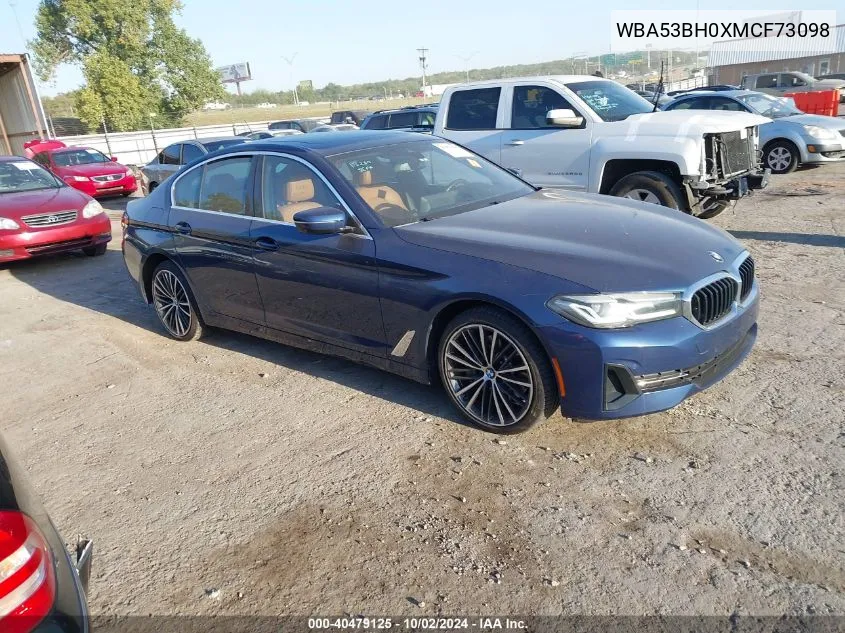 2021 BMW 530I VIN: WBA53BH0XMCF73098 Lot: 40479125