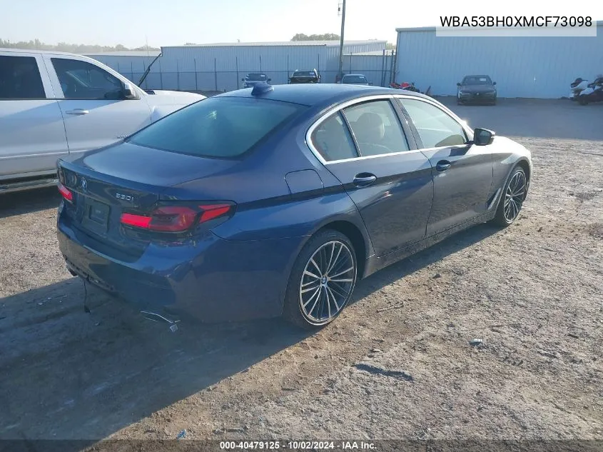 2021 BMW 530I VIN: WBA53BH0XMCF73098 Lot: 40479125