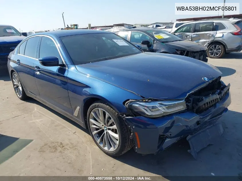 2021 BMW 530 I VIN: WBA53BH02MCF05801 Lot: 40573558