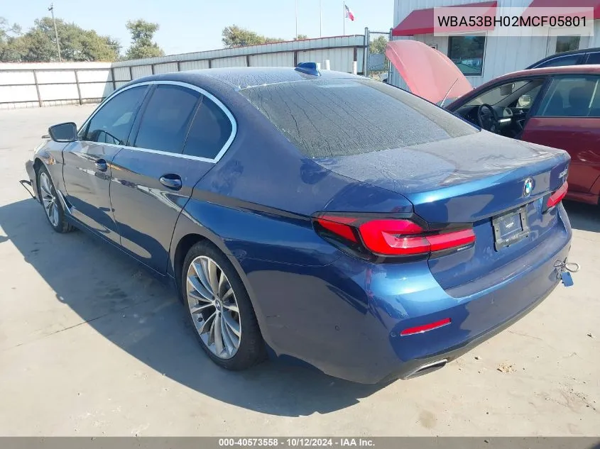 2021 BMW 530 I VIN: WBA53BH02MCF05801 Lot: 40573558