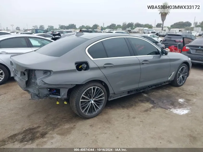 WBA53BH03MWX33172 2021 BMW 530I