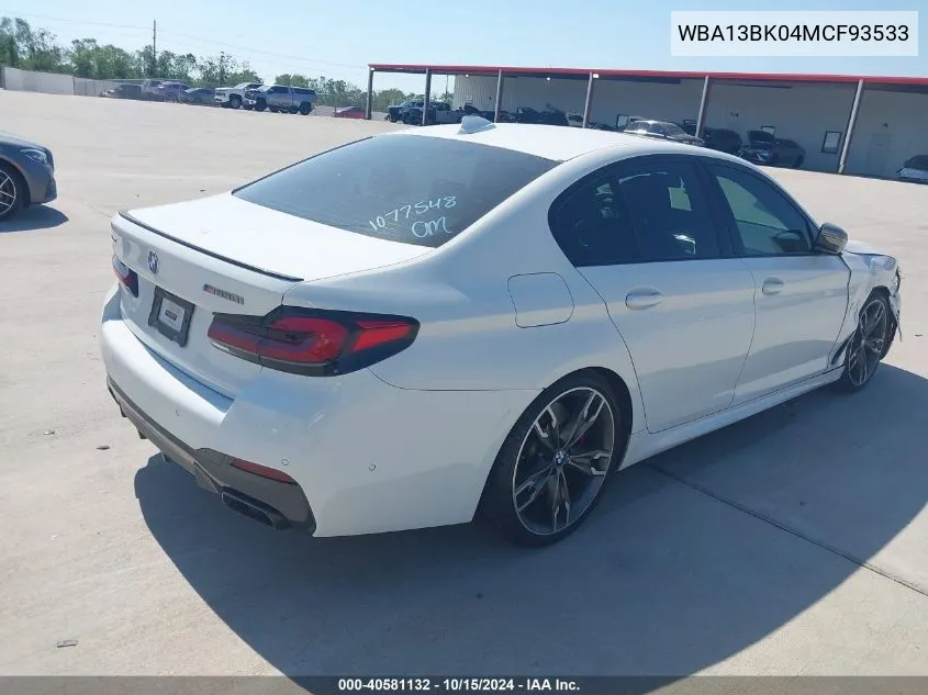 2021 BMW M550I xDrive VIN: WBA13BK04MCF93533 Lot: 40581132