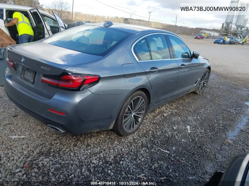 2021 BMW 540I xDrive VIN: WBA73BJ00MWW90820 Lot: 40718418