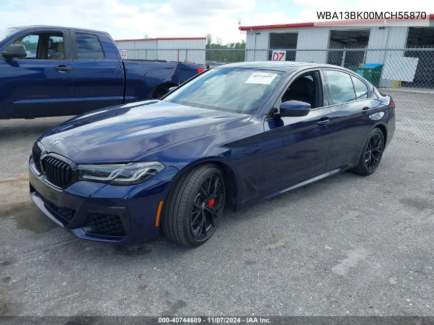 2021 BMW M550I xDrive VIN: WBA13BK00MCH55870 Lot: 40744689