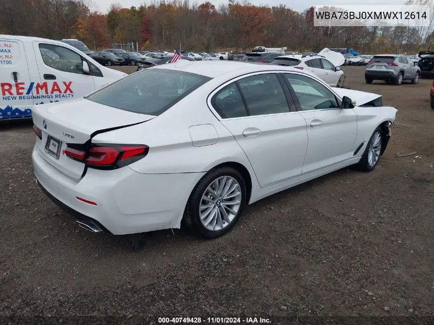 2021 BMW 540I xDrive VIN: WBA73BJ0XMWX12614 Lot: 40749428