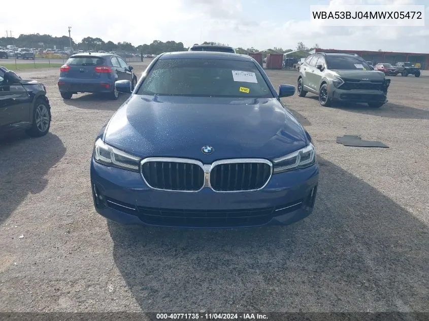 2021 BMW 540I VIN: WBA53BJ04MWX05472 Lot: 40771735