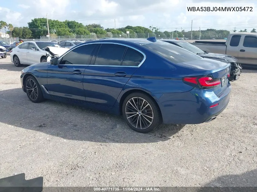 2021 BMW 540I VIN: WBA53BJ04MWX05472 Lot: 40771735