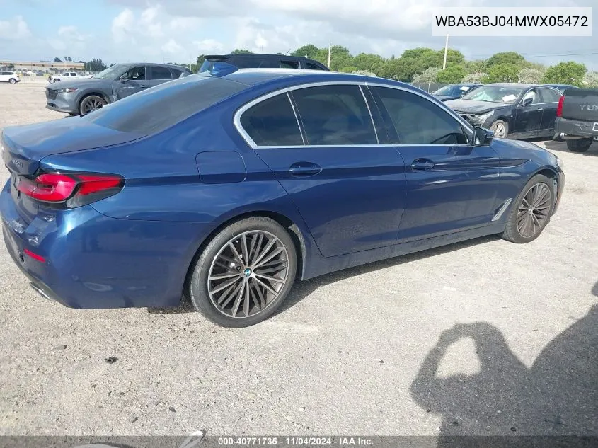 2021 BMW 540I VIN: WBA53BJ04MWX05472 Lot: 40771735