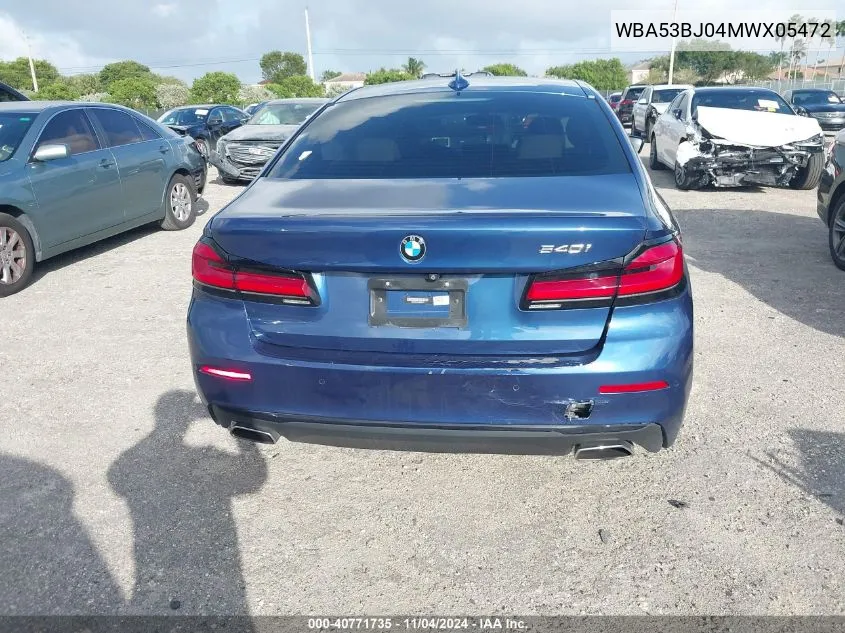 2021 BMW 540I VIN: WBA53BJ04MWX05472 Lot: 40771735