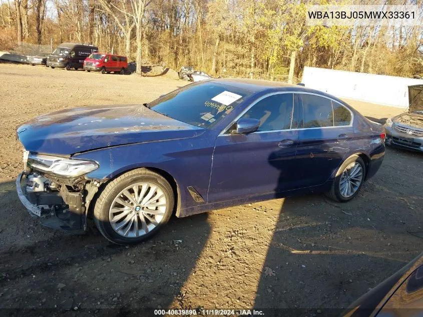 2021 BMW 530I xDrive VIN: WBA13BJ05MWX33361 Lot: 40839890