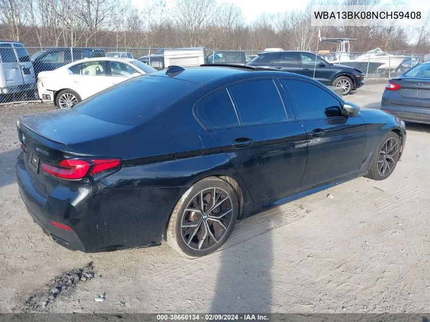 2022 BMW M550I xDrive VIN: WBA13BK08NCH59408 Lot: 38668134