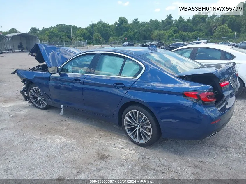 2022 BMW 530 I VIN: WBA53BH01NWX55799 Lot: 39553387