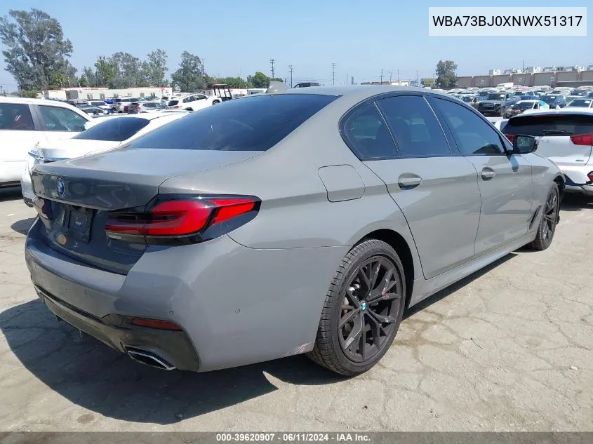 2022 BMW 540 I xDrive VIN: WBA73BJ0XNWX51317 Lot: 39620907