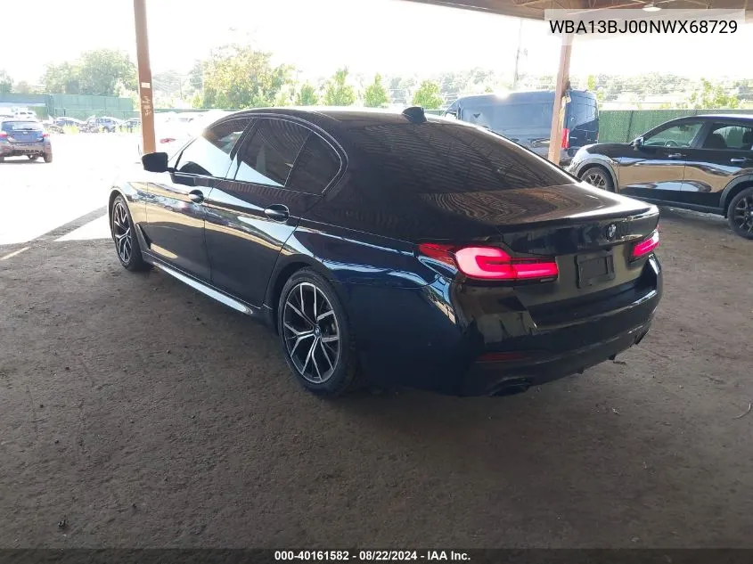 2022 BMW 530 I xDrive VIN: WBA13BJ00NWX68729 Lot: 40161582