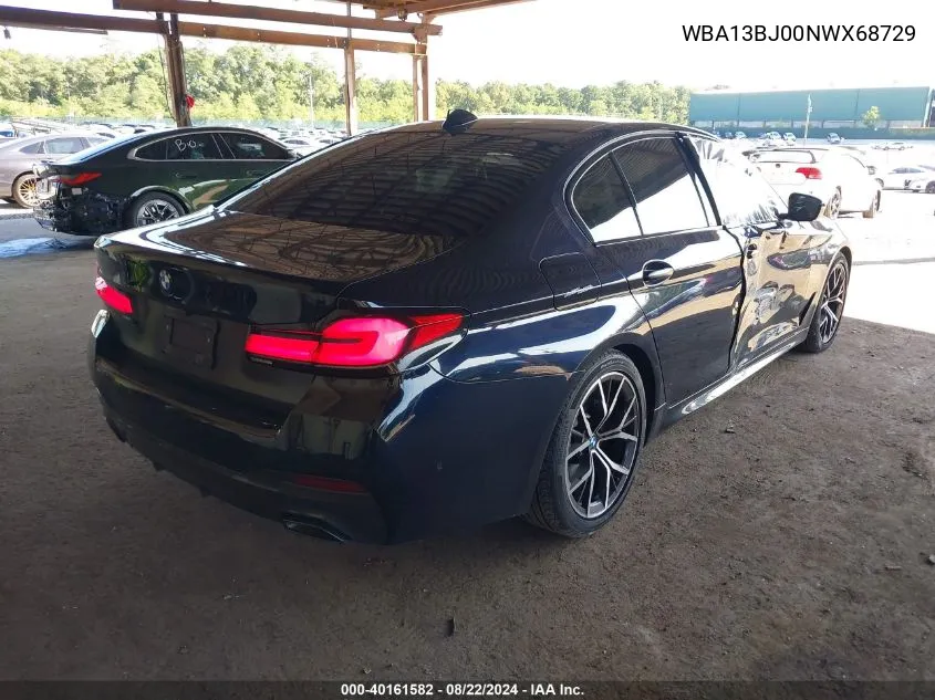 2022 BMW 530 I xDrive VIN: WBA13BJ00NWX68729 Lot: 40161582