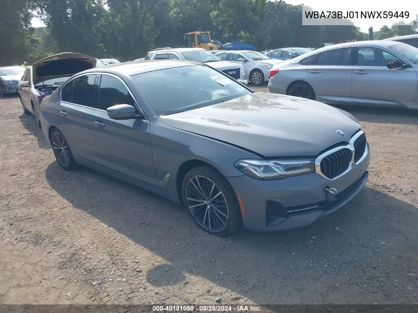 2022 BMW 540 I xDrive VIN: WBA73BJ01NWX59449 Lot: 40181050