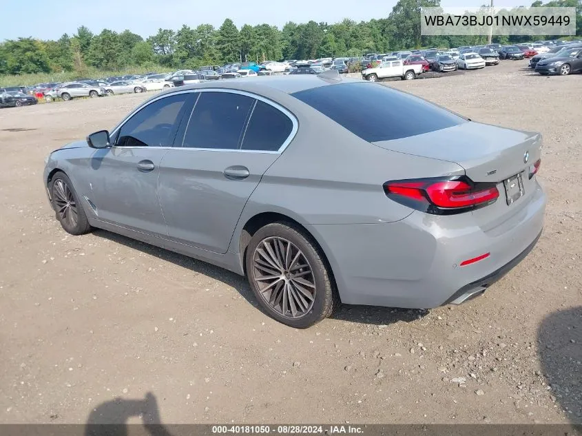 2022 BMW 540 I xDrive VIN: WBA73BJ01NWX59449 Lot: 40181050