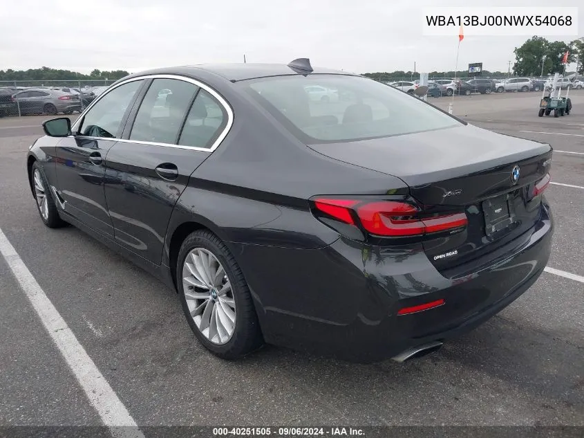 2022 BMW 530 I xDrive VIN: WBA13BJ00NWX54068 Lot: 40251505