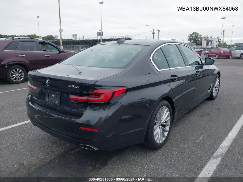 2022 BMW 530 I xDrive VIN: WBA13BJ00NWX54068 Lot: 40251505