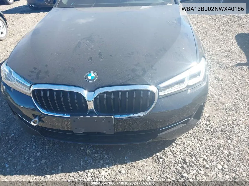 2022 BMW 530 I xDrive VIN: WBA13BJ02NWX40186 Lot: 40547068