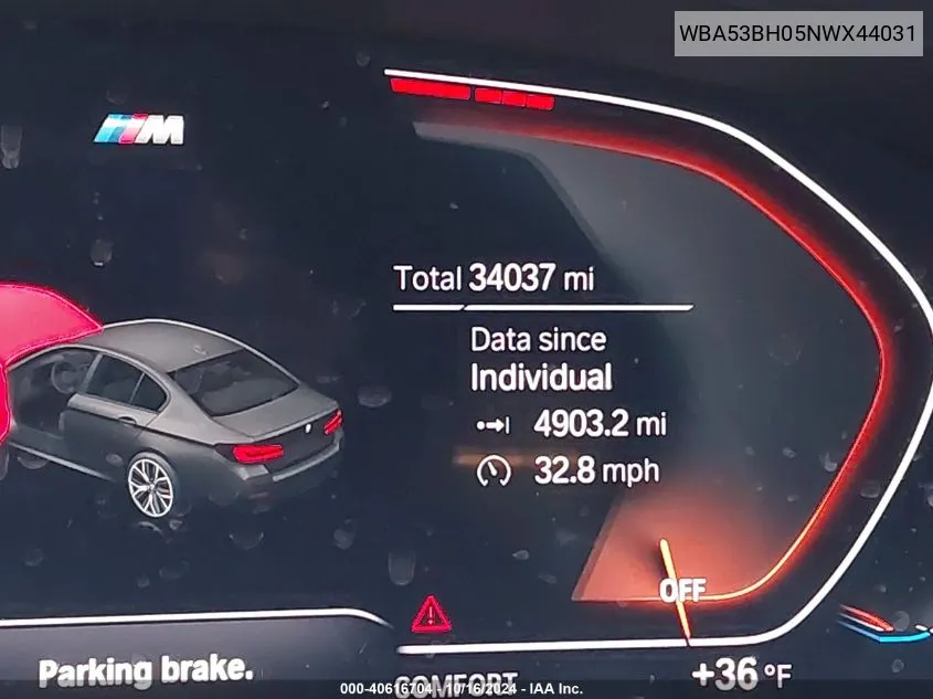 2022 BMW 530 I VIN: WBA53BH05NWX44031 Lot: 40616704