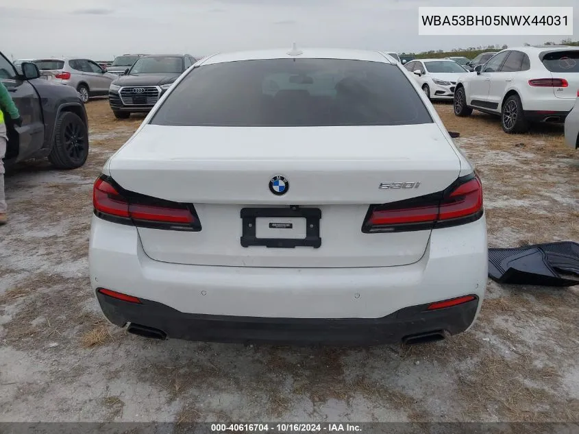 2022 BMW 530 I VIN: WBA53BH05NWX44031 Lot: 40616704