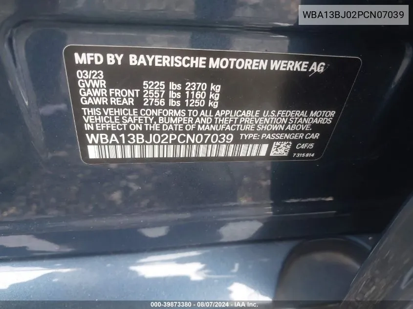 WBA13BJ02PCN07039 2023 BMW 530 I xDrive