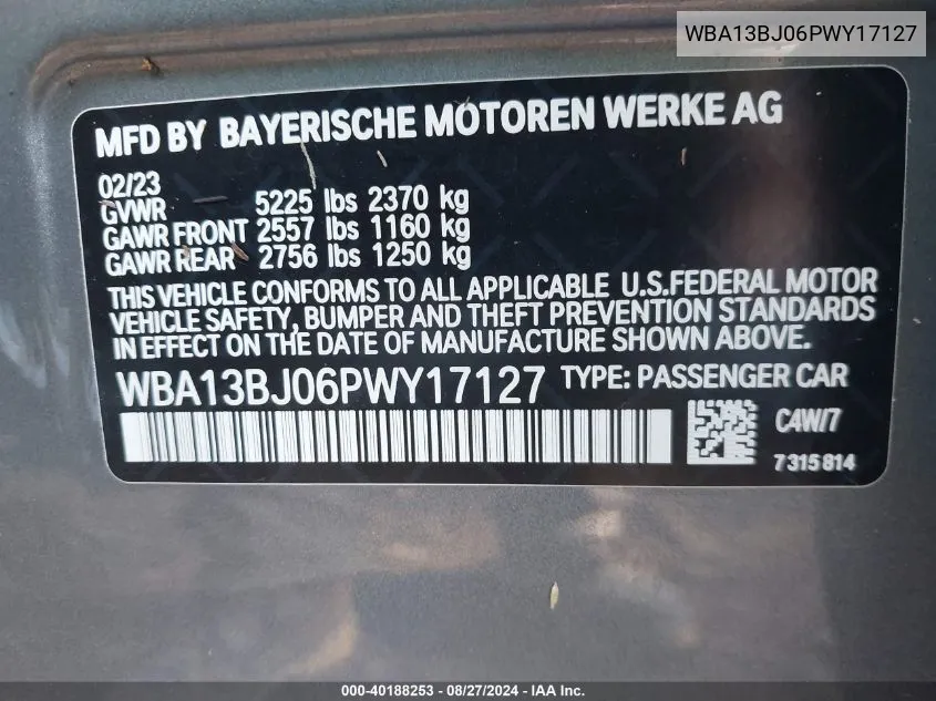 WBA13BJ06PWY17127 2023 BMW 530 I xDrive