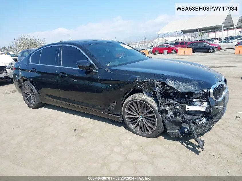 2023 BMW 530 I VIN: WBA53BH03PWY17934 Lot: 40406701