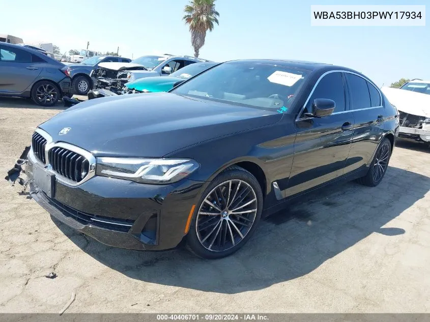 2023 BMW 530 I VIN: WBA53BH03PWY17934 Lot: 40406701