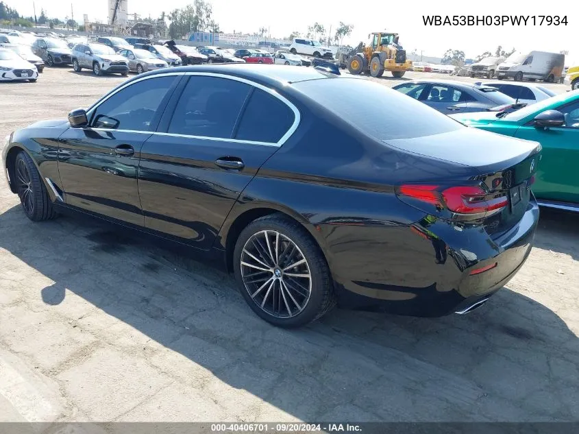 2023 BMW 530 I VIN: WBA53BH03PWY17934 Lot: 40406701