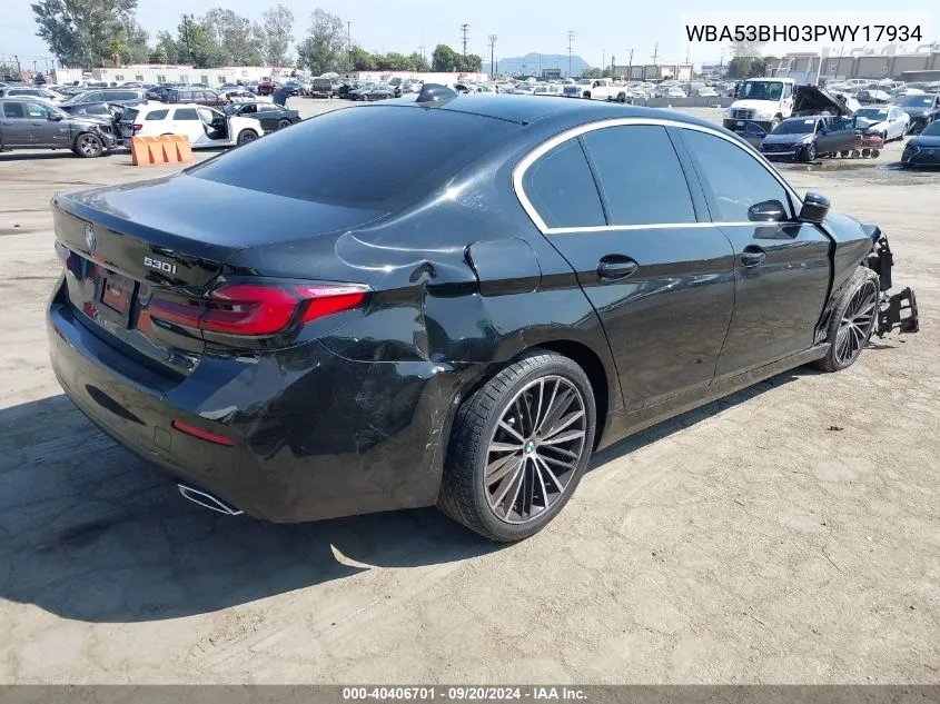 2023 BMW 530 I VIN: WBA53BH03PWY17934 Lot: 40406701