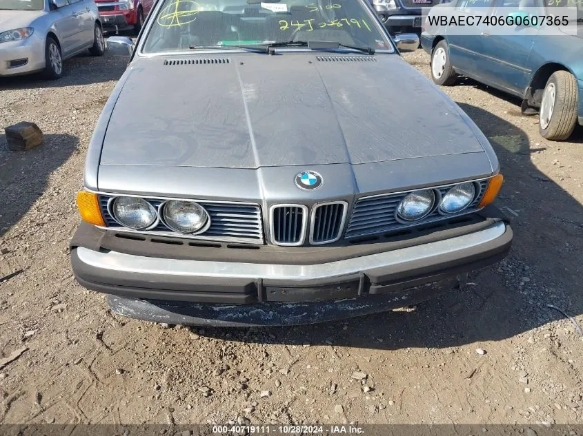 1986 BMW 635 Csi VIN: WBAEC7406G0607365 Lot: 40719111