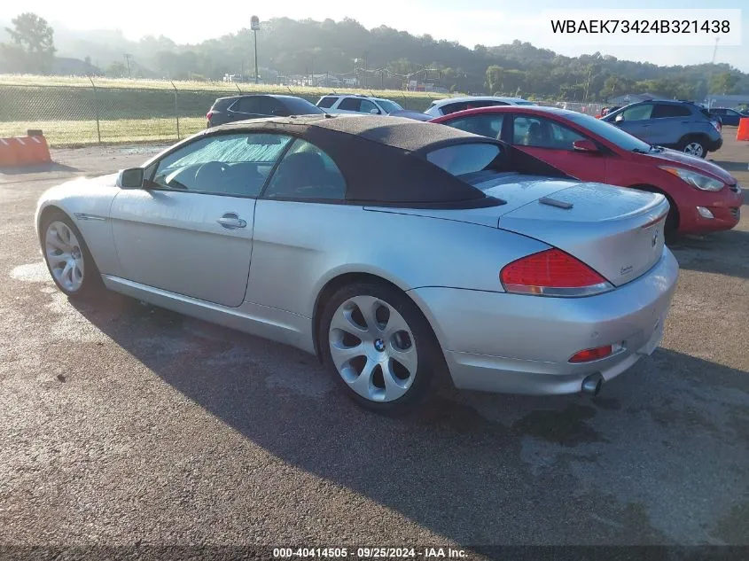 WBAEK73424B321438 2004 BMW 645Ci