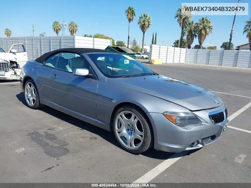 2004 BMW 645Ci VIN: WBAEK73404B320479 Lot: 40524454