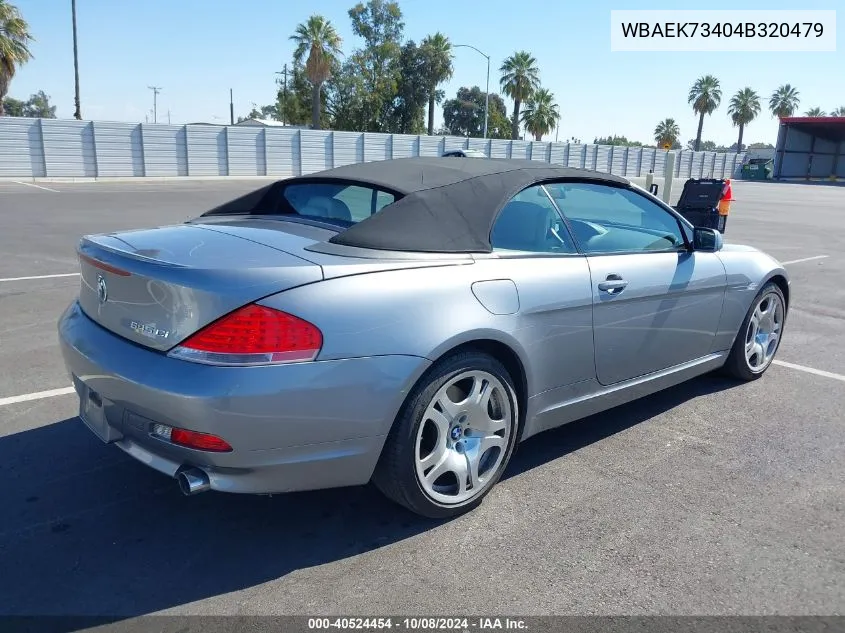 2004 BMW 645Ci VIN: WBAEK73404B320479 Lot: 40524454