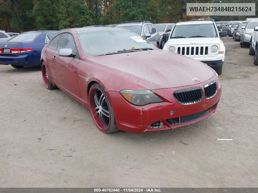 2004 BMW 645Ci VIN: WBAEH73484B215624 Lot: 40782440