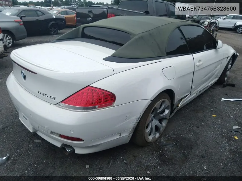 2005 BMW 645Ci VIN: WBAEK73475B328600 Lot: 39474108