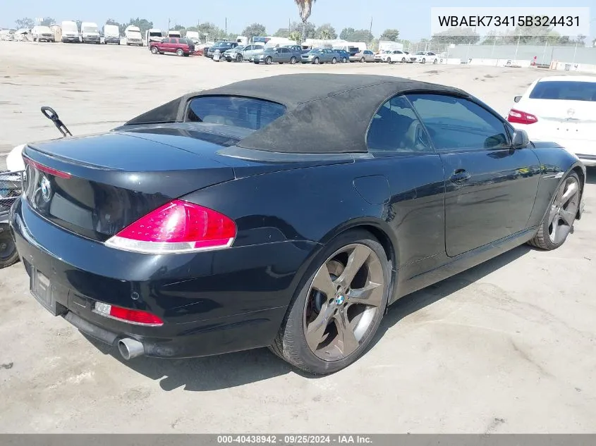 2005 BMW 645Ci VIN: WBAEK73415B324431 Lot: 40438942