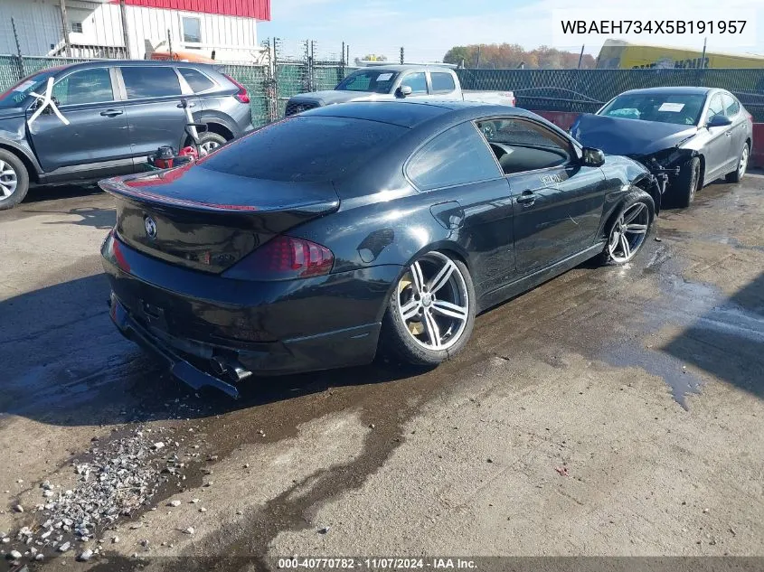 2005 BMW 645Ci VIN: WBAEH734X5B191957 Lot: 40770782