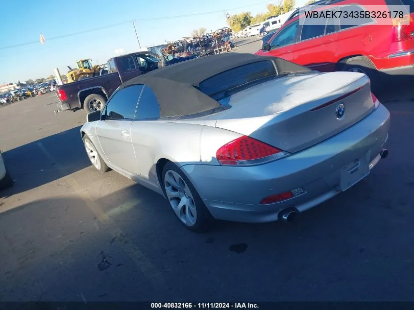 2005 BMW 645Ci VIN: WBAEK73435B326178 Lot: 40832166