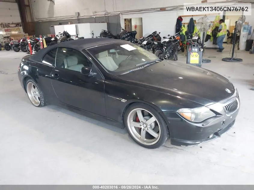 2006 BMW 650I VIN: WBAEK13406CN76762 Lot: 40203016