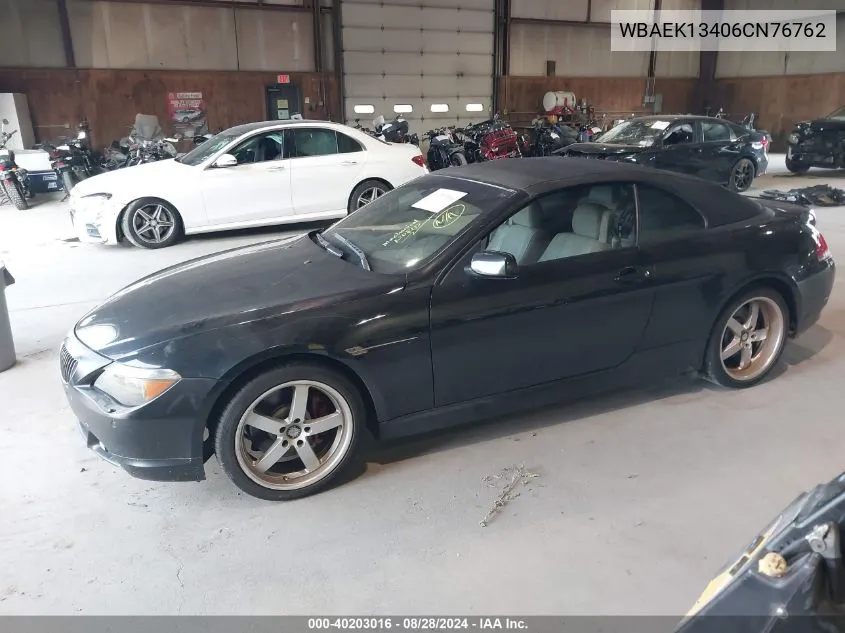 2006 BMW 650I VIN: WBAEK13406CN76762 Lot: 40203016