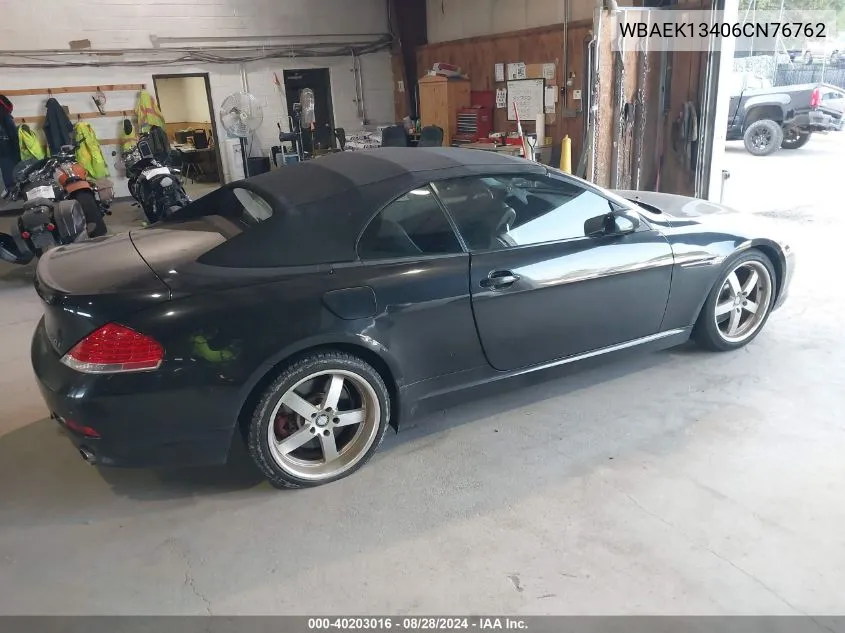 2006 BMW 650I VIN: WBAEK13406CN76762 Lot: 40203016