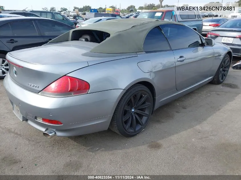 WBAEK13426CN78481 2006 BMW 650