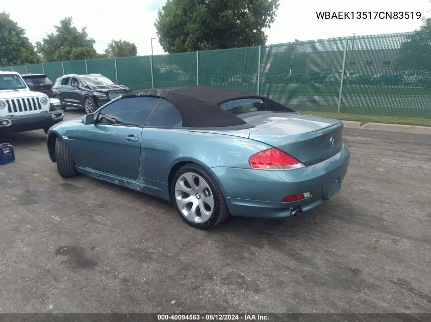 WBAEK13517CN83519 2007 BMW 650I