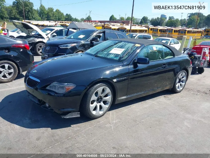 2007 BMW 650I VIN: WBAEK13547CN81909 Lot: 40164505